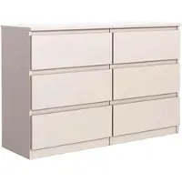Masseno Kommode NUDO 120 cm Sideboard mit 6 Schubladen und Türen für Wohnzimmer Schlafzimmer Modern 120x39x78,5 cm Kaschmir / Kaschmir