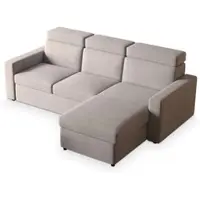 Masseno Ecksofa PADWA mit Schlaffunktion L-Form, Sofa mit Bettkasten, Wohnzimmersofa, Couch, Soffa, Bettsofa, Couchgarnitur- Beige, POSO 02