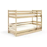 Masseno Etagenbett SIMBA 80x160 cm mit Schublade, Rausfallschutz, Kinderbett mit Leiter für Mädchen und Jungs, Stockbett 2 Kinder, Kiefernholz