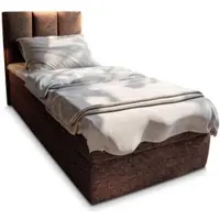Masseno Boxspringbett MERIL 100 100x200 cm Komplett-Set mit Bonell Matratze und Topper, Polsterbett mit Bettkästen -Braun, SAWANA 16