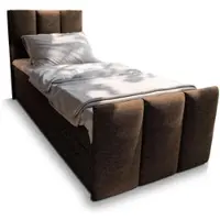 Masseno Boxspringbett LAGO 90 90x200 cm Komplett-Set mit Bonell Matratze und Topper, Polsterbett mit Bettkästen -Braun, SAWANA 16