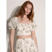 Apricot Crop-Top "Crop-Top aus Baumwolle" Gr. 38, beige (stein), Tops, Damen, M (38), gewebt, Obermaterial: 100% Baumwolle CO., geblümt, Crop-Top, mit Blumenstickerei