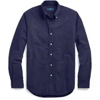 Ralph Lauren für Herren. 710723610003 Schmal geschnittenes navy gefärbtes Oxford-Hemd (3XL), Lässig, Baumwolle, Klassisch, Langarm, Mar