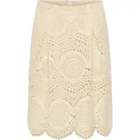 Cream Midirock "Damen Rock CRBaja", Damen, Gr. 46, beige (bleached sand), Obermaterial: 100% Polyester PES., Röcke Midirock