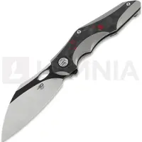 Bestech Nogard - Blackwash + Satin - Black Red Marble CF Taschenmesser, grau