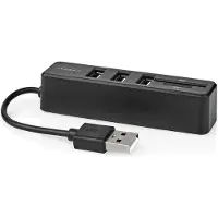Nedis CCGB60250BK01 USB-Hub 1x USB-A 3x USB-A Buchse 5-Port USB 2.0 SD MicroSD
