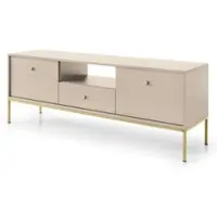 Masseno TV-Schrank MONDO 153,4 cm Fernsehschrank mit 1 Schubladen und 2 Türen TV-Lowboard für Wohnzimmer Modern 153,4x39x56,2 cm Beige / Beige