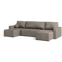 Masseno Ecksofa TOLARI mit Schlaffunktion U-Form, Sofa mit Bettkasten, Wohnzimmersofa, Couch, Soffa, Bettsofa, Couchgarnitur- Beige, PAROS 02