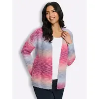 Sieh an! Strickjacke in fuchsia-taubenblau-gemustert | Gr.: 46