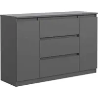 Masseno Kommode NUDO 120 cm Sideboard mit 3 Schubladen und 2 Türen für Wohnzimmer Schlafzimmer Modern 120x39x78,5 cm Anthrazit / Anthrazit