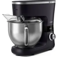 Philips Küchenmaschine "HR7962/01", schwarz, B:36cm H:34,5cm T:17,6cm, Küchenmaschinen, ProKnead Technologie, inkl. Knethaken, Schneebesen und Quirl, Küchenmaschine