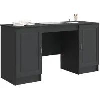 vidaXL Schreibtisch Schwarz 142,5 x 50 x 75 cm Holzwerkstoff