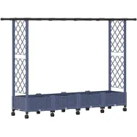 Syfax Hochbeet mit Rankgitter und Dach Grau 203 x 40 x 127 cm PP