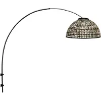 Steinhauer Schwarze Wandlampe Nox Light mit Bambusschatten Ø60 cm