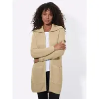Casual Looks Longstrickjacke , Damen, Gr. 46, beige (sand), 50% Baumwolle, 50% Polyacryl, unifarben, Strickjacken Longstrickjacke