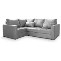 Masseno Ecksofa LIRENO L-S mit Schlaffunktion L-Form, Sofa mit Bettkasten, Wohnzimmersofa, Couch, Soffa, Bettsofa, Couchgarnitur- Hellgrau, PAROS 05