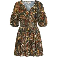 Apricot Minikleid "Druckkleid", Damen, Gr. XXL (44), N-Gr, grün (khaki), gewebt, Obermaterial: 100% Baumwolle CO., gemustert, Puffärmel Gummizug, Kleider Minikleid, mit Puffärmeln
