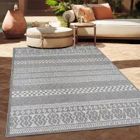 Paco Home Outdoor Teppich Flachgewebe modern Boho Ethno wetterfest Außenbereich 80x150 cm