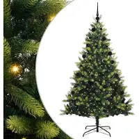 vidaXL Künstlicher Klapp-Weihnachtsbaum mit 300 LEDs Grün 210 cm