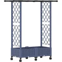 Syfax Hochbeet mit Rankgitter und Dach Grau 122,5 x 40 x 127 cm PP