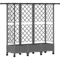 Syfax Hochbeet mit Rankgitter und Dach Hellgrau 164 x 40 x 127 cm PP