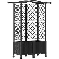 Syfax Hochbeet mit Rankgitter und Dach Schwarz 122 x 40 x 144 cm PP