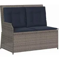 Syfax Poly-Rattan Gartenbank Grau 2-Sitzer verstellbare Rückenlehne 110x67x95 cm