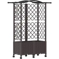 vidaXL Hochbeet mit Rankgitter und Dach Braun 122 x 40 x 144 cm PP