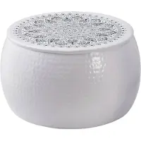 Syfax Runder gehämmerter Couchtisch Weiß Ø 55 x 55 cm Aluminium