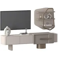 JVmoebel Wohnwand Moderner Stil Beige Farbe Geräumige Wohnwand Elegantes Design