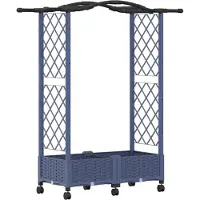 Syfax Hochbeet mit Rankgitter und Dach Grau 124 x 40 x 129 cm PP