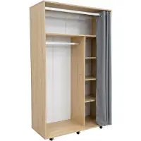 VCM Kleiderschrank mit Stange auf Rollen 100 cm Ostila