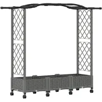 Syfax Hochbeet mit Rankgitter und Dach Hellgrau 169 x 40 x 129 cm PP