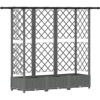 vidaXL Hochbeet mit Rankgitter und Dach Hellgrau 164 x 40 x 121 cm PP