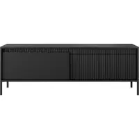 Domo SENSO TV-Lowboard geriffelte MDF-Fronten, Push-to-Open, Schwarz, Metallbeine, 153x40x54 cm