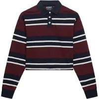 Superdry für Damen. W6012175A Polo Stripe Rugby burgundy (M), Lässig, Baumwolle, Langarm, Bordeaux