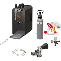 Ich-zapfe Komplett Set - Zapfanlage JET 30 Bierkoffer, Durchlaufkühler 1-leitig Trockenkühler, bis zu 35 Liter/h, Reinigungsset für Zapfanlage und Keg, ohne