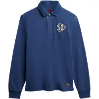 Superdry für Herren. M2014011A Vintage Athletic Rugby blau Polohemd (S), Lässig, Baumwolle, Langarm