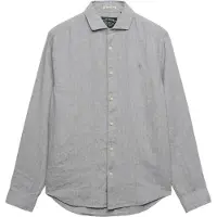 Superdry für Herren. M4011103A Graues Riviera Linen-Hemd (L), Lässig, Leinen, Langarm