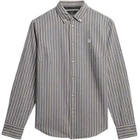 Superdry für Damen. W4010565A Schmal geschnittenes Oxford-Hemd blau (L), Lässig, Baumwolle, Langarm