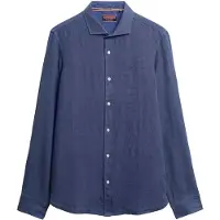 Superdry für Herren. M4011054A Hemd Vacation marineblau (L), Lässig, Leinen, Langarm