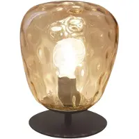 FABAS LUCE Gisella Tischleuchte aus mundgeblasenem Glas und bernsteinfarbenem Metall, E27 40W - Elegante Innenbeleuchtung mit modernem und raffiniertem Design