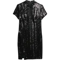 Superdry für Damen. W8011769A Vestido Mandarin Sequin negro (M), Schwarz, Lässig, Party, Nylon, Kurzarm