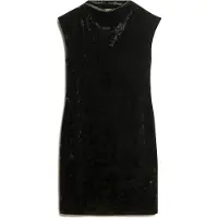 Superdry für Damen. W8011934A Samt-Bodycon-Kleid schwarz (S), Lässig, Party, Polyester, Ärmellos / Hosenträger