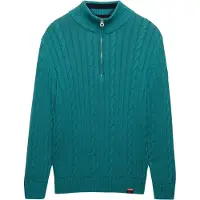 Superdry für Damen. W6110741A Slouchy-Pullover mit halbem Verschluss in Blaugrün (XS), Lässig, Baumwolle, Türkis