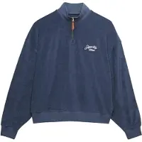 Superdry für Damen. W2012599A Heritage Frottee-Sweatshirt blau (S), Lässig, Baumwolle