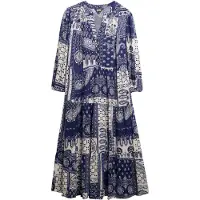 Superdry für Damen. W8012029A Blaues Woven Stufenkleid (S), Lässig, Viskose, Langarm
