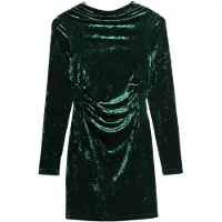 Superdry für Damen. W8011367A Grünes, langärmeliges Velvet-Kleid (XS), Party, Polyester, Langarm
