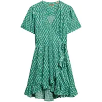Superdry für Damen. W8011877A Wickelkleid grün (S), Lässig, Polyester, Kurzarm