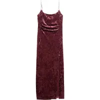Superdry für Damen. W8011729A Langes Kleid aus Samt Diamonte kastanienbraun (M), Party, Polyester, Ärmellos / Hosenträger